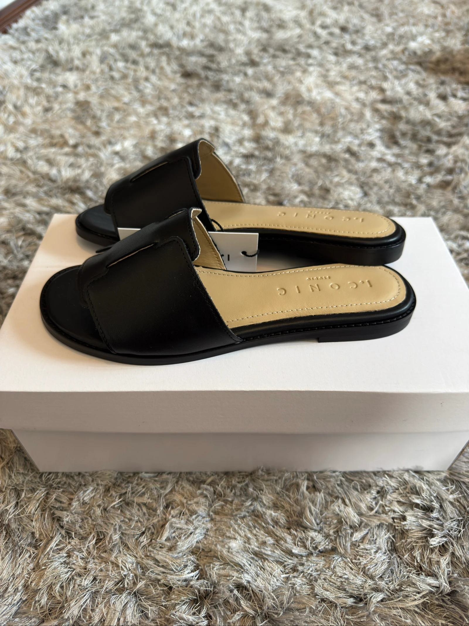 Zwarte lederen slippers – photo 3